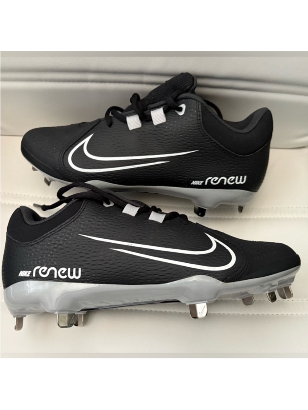 Nike Renew Hyperdiamond 4 Pro Softball Shoe Metal Cleats Black Grey Size 7 New